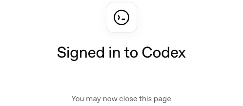 Screenshot showing Codex login