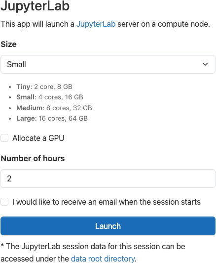 Open OnDemand Form for JupyterLab