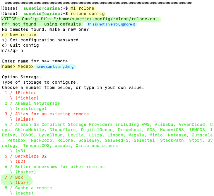 A terminal window's output, showing the results of the steps in the text