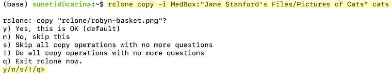 A terminal window's output, showing the results of the steps in the text