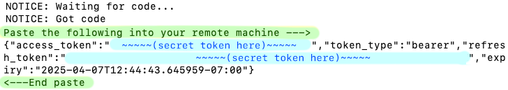 A terminal window's output, showing the results of the steps in the text